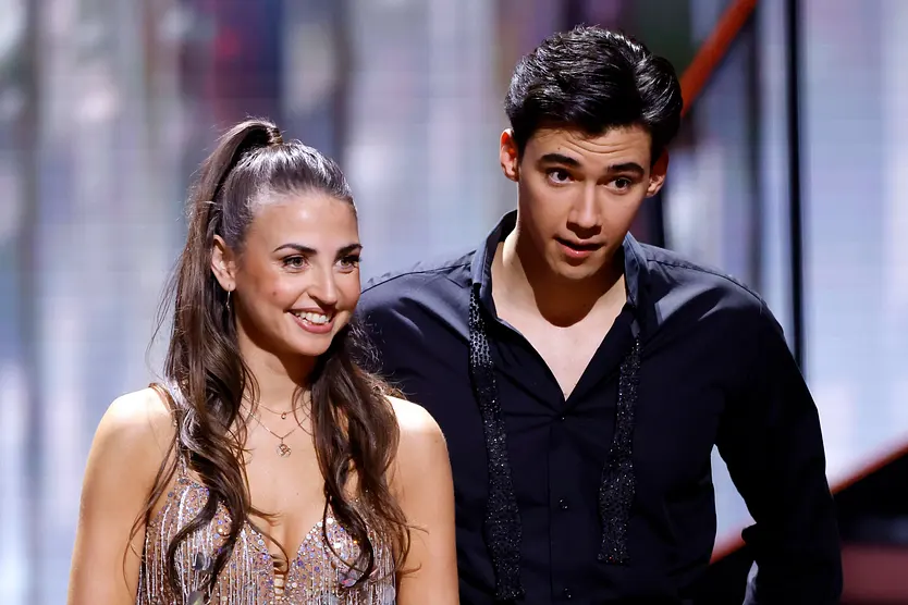 Ekaterina Leonova, die hier glücklich lächelt, und Diego Pooth, der erschrocken schaut, harmonierten sich bei "Let's Dance" bis ins Finale. 