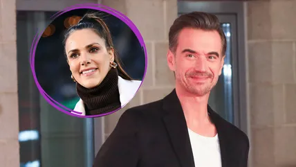 Collage aus Florian Silbereisen & Esther Sedlaczek, die in die Kamera lächeln.