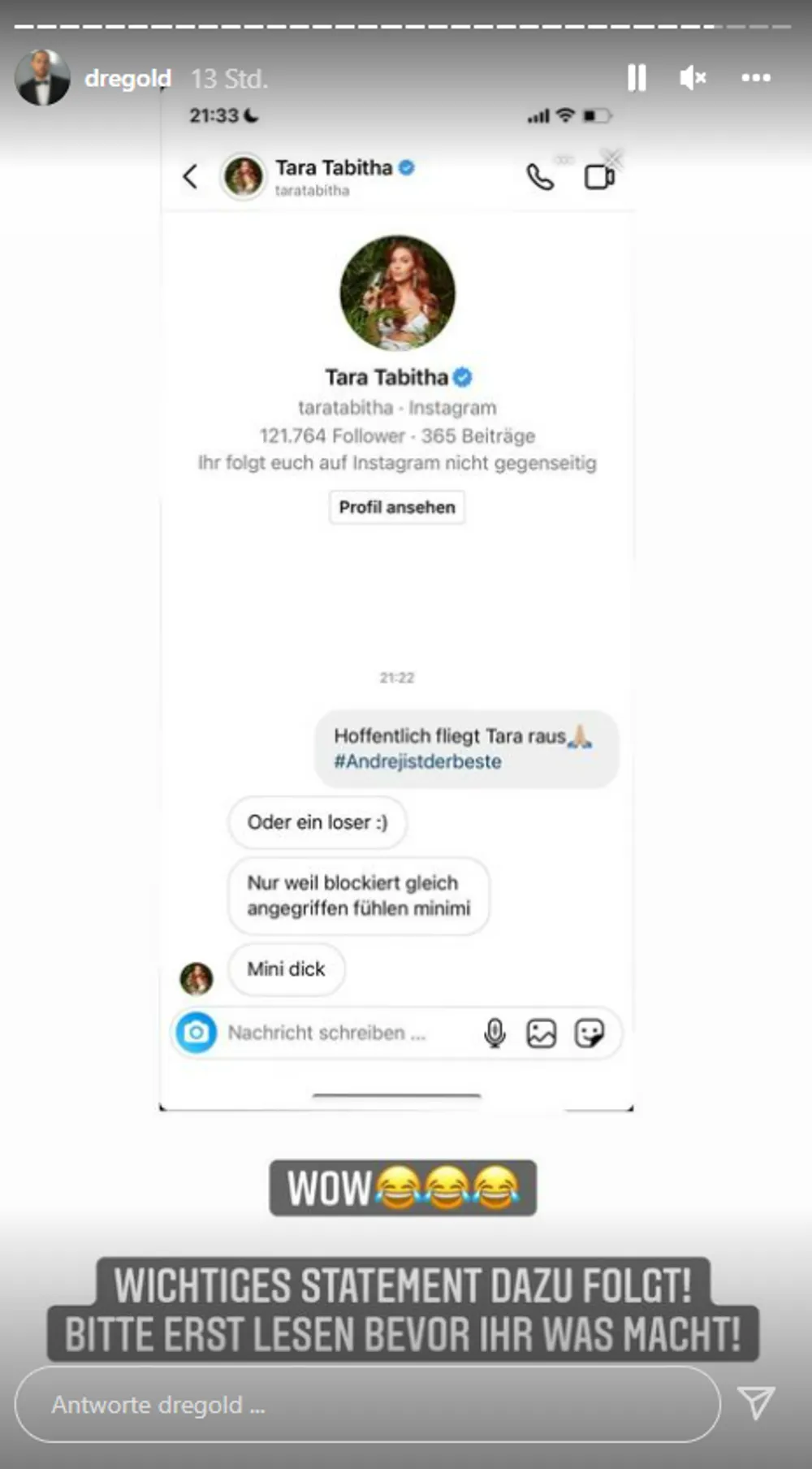 Andrej Mangold zu Tara Tabithas Reaktion Andrej Mangold zu Tara Tabithas Reaktion