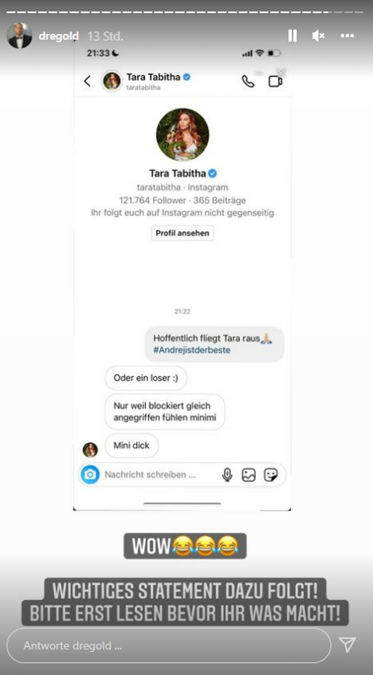 Andrej Mangold zu Tara Tabithas Reaktion