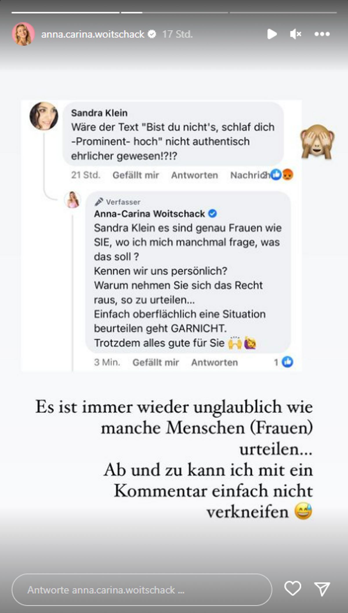 Anna-Carina Woitschack Hass-Kommentar