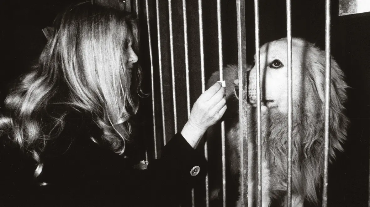 Brigitte Bardot vor einem Käfig, in dem ein Hund steckt. Brigitte Bardot vor einem Käfig, in dem ein Hund steckt.