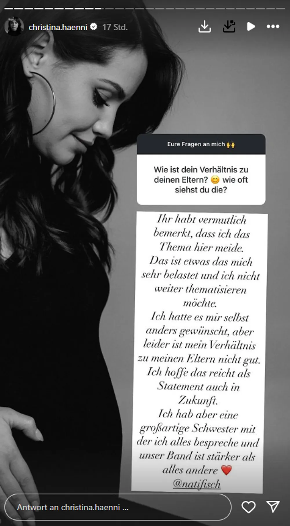 Christina Hänni Instagram-Story Christina Hänni Instagram-Story