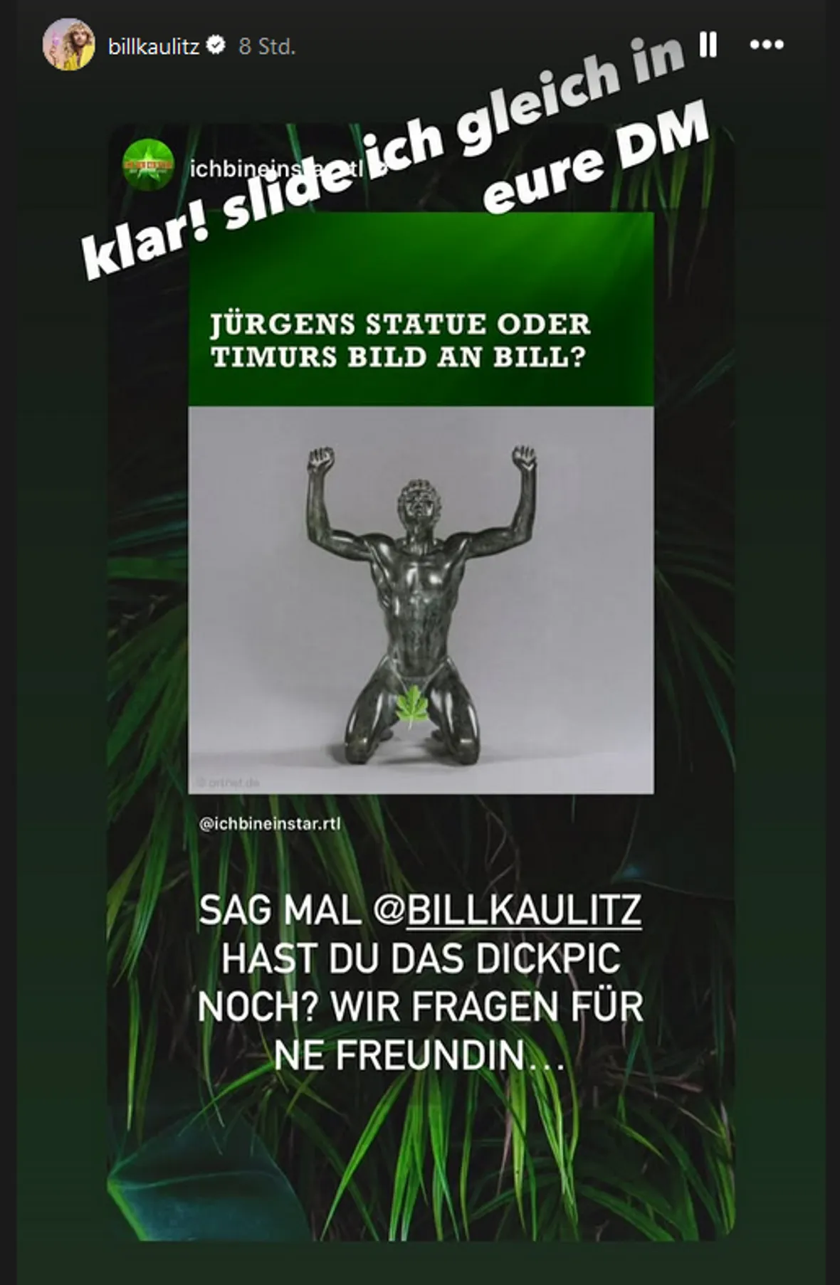Bill Kaulitz Instagram Story Dschungelcamp Bill Kaulitz Instagram Story Dschungelcamp