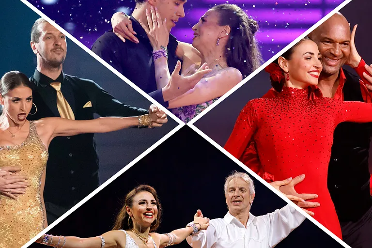 Ekaterina Leonova mit ihren Tanzpartnern Pascal Hens, Diego Pooth, Detlef Soost und Ingolf Lück.