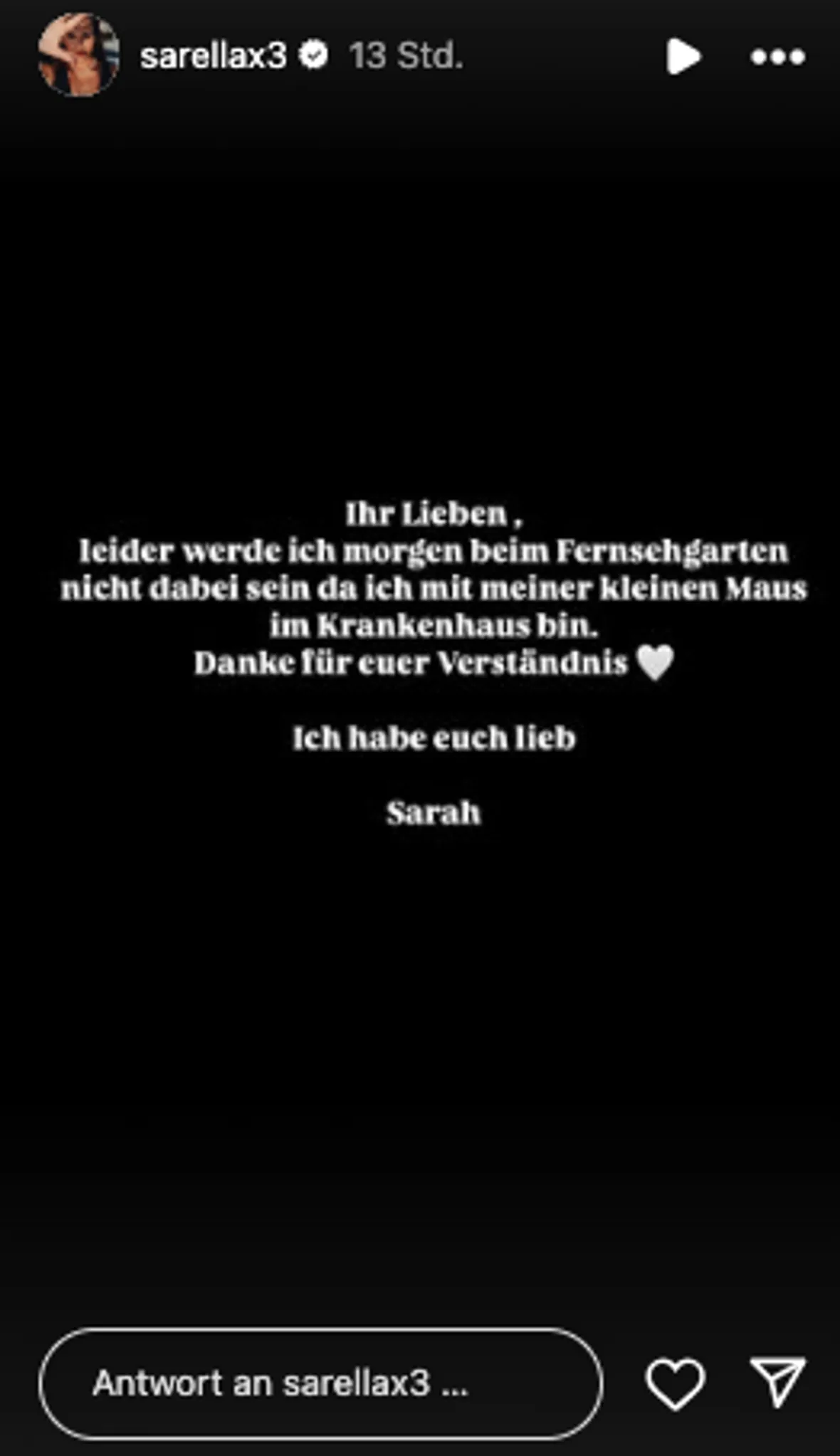 Instagram Story von Sarah Engels Instagram Story von Sarah Engels