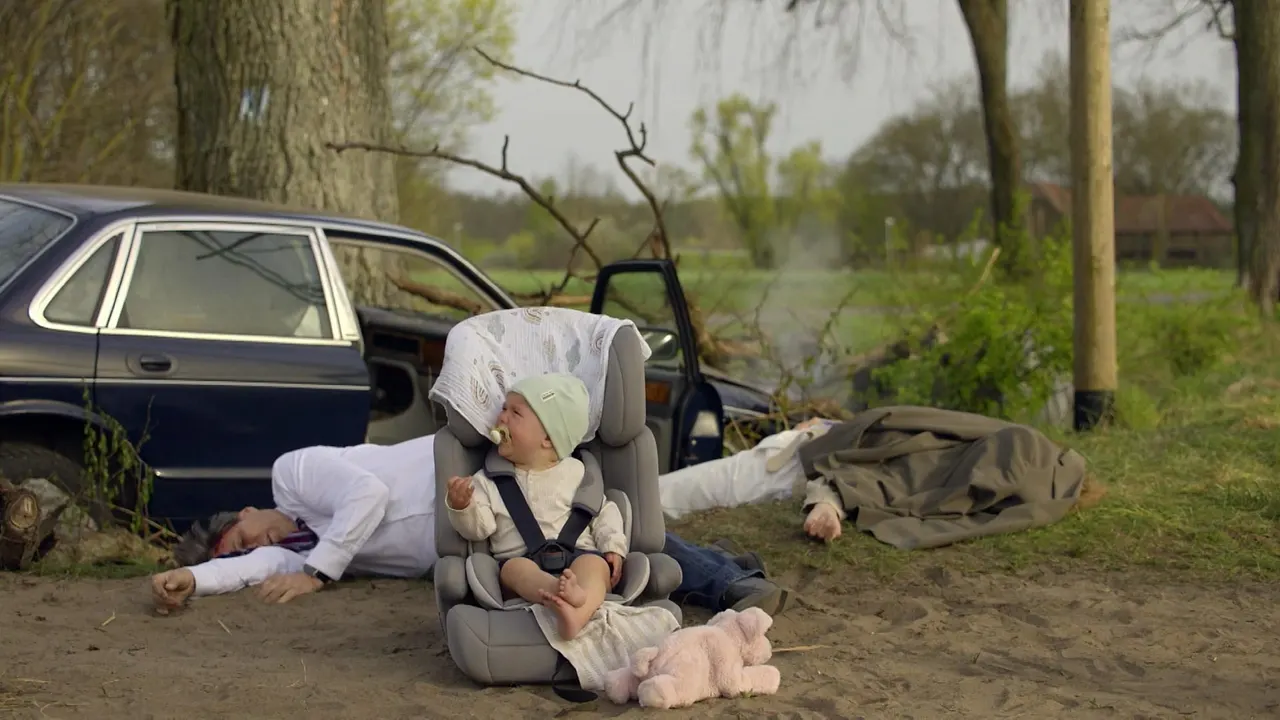 gzsz-serientod GZSZ-Szene: Baby Clara sitzt im Kindersitz vor de zerstörten Auto. Gerner und Paulina liegen schwer verletzt daneben. - Foto: RTL