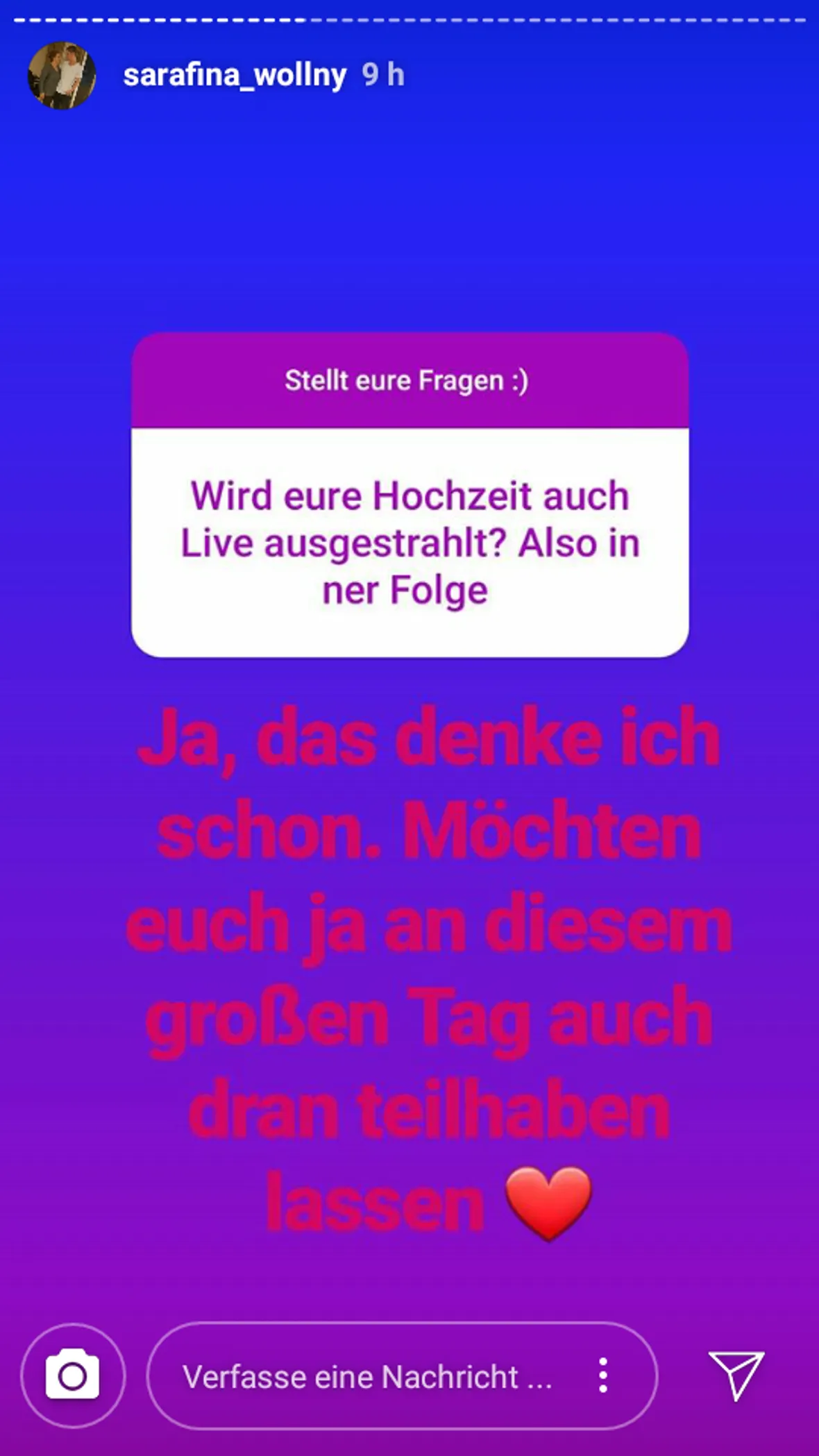 Sarafina Wollny möchte im TV heiraten Sarafina Wollny möchte im TV heiraten