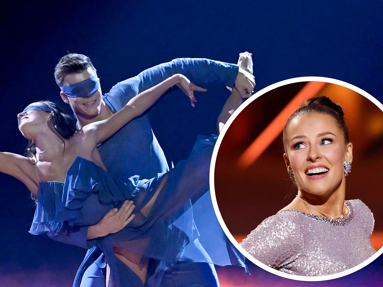 Patricija Ionel und Taliso Engel bei ihrem bewegenden Augenbinden-Contemporary in Staffel 18. von Lets Dance ganz in Blau. - Foto:  IMAGO / Panama Pictures