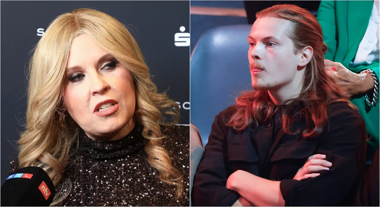 Gabriel und Maite überschneiden sich musikalisch kaum. Maite Kelly blickt bei einem Interview ernst zur Seite. Gabriel Kelly sitzt mit verschränkten Armen im Lets Dance-Publikum. - Foto: IMAGO / pictureteam / IMAGO / Future Image