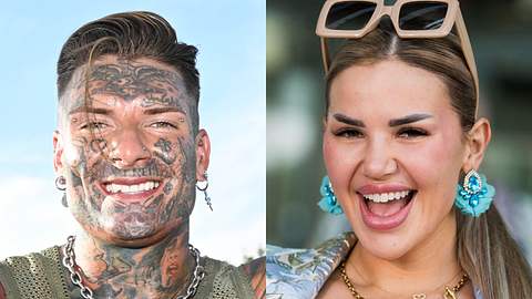 Collage aus Nikola Glumac und Kim Virginia Hartung, die freudig in die Kamera schauen - Foto: IMAGO / brennweiteffm