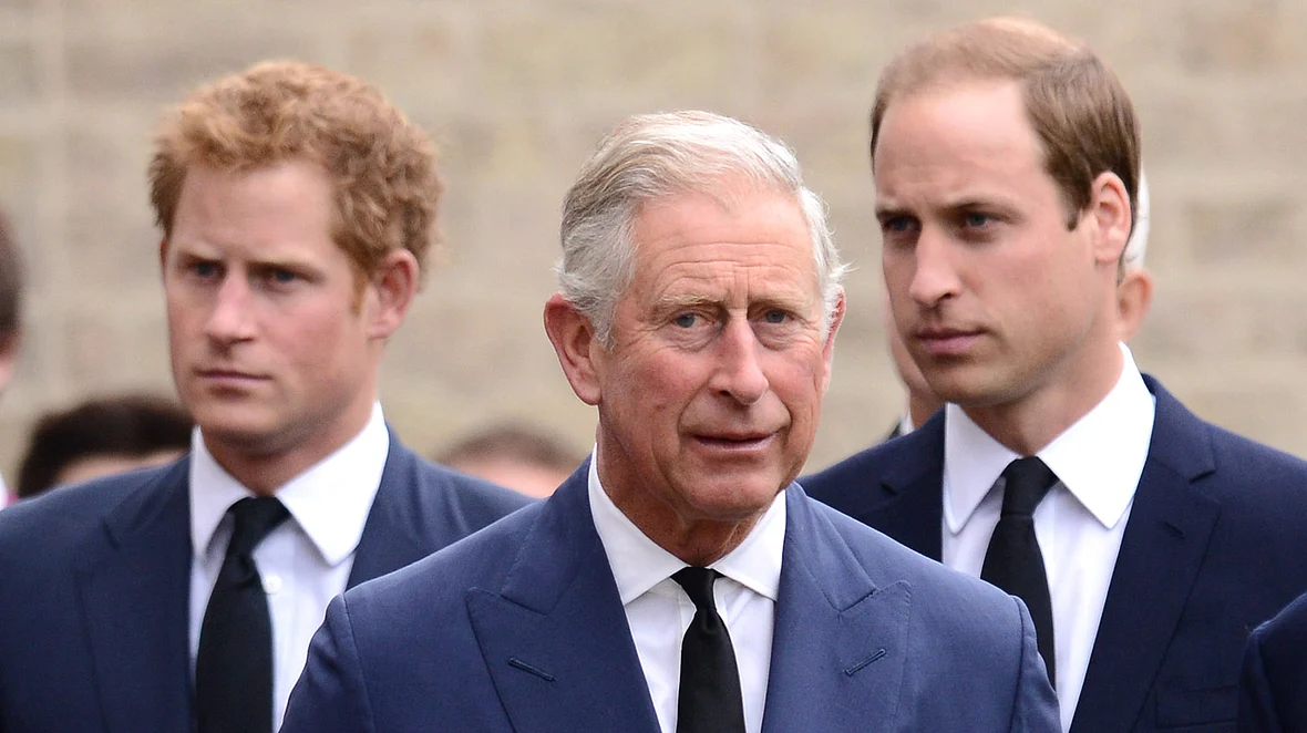 König Charles III, Prinz Harry und Prinz William König Charles III, Prinz Harry und Prinz William