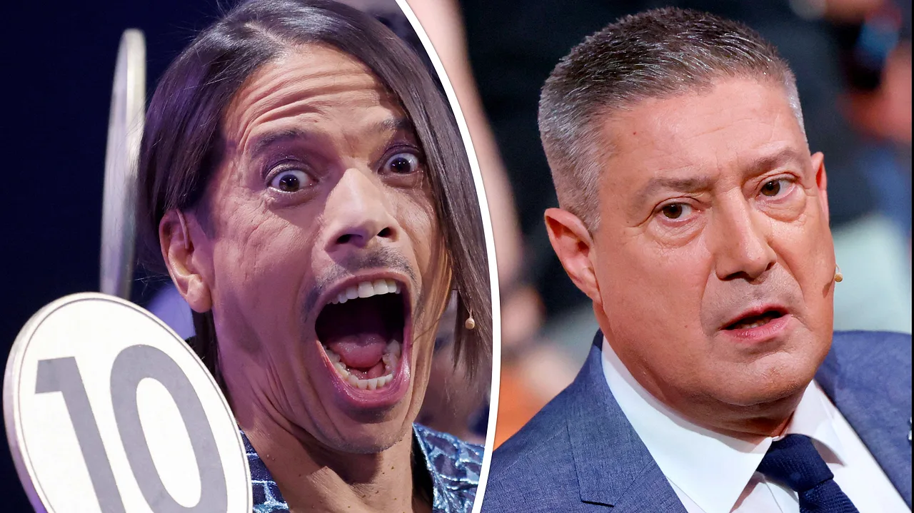 Joachim Llambi sorgt für Ärger Collage: Lets Dance-Jury-Mitglieder Jorge Gonzalez reißt begeistert den Mund auf und hält die 10-Punkte-Kelle hoch, Joachim Llambi schaut ungläubig - Foto: IMAGO / Panama Pictures