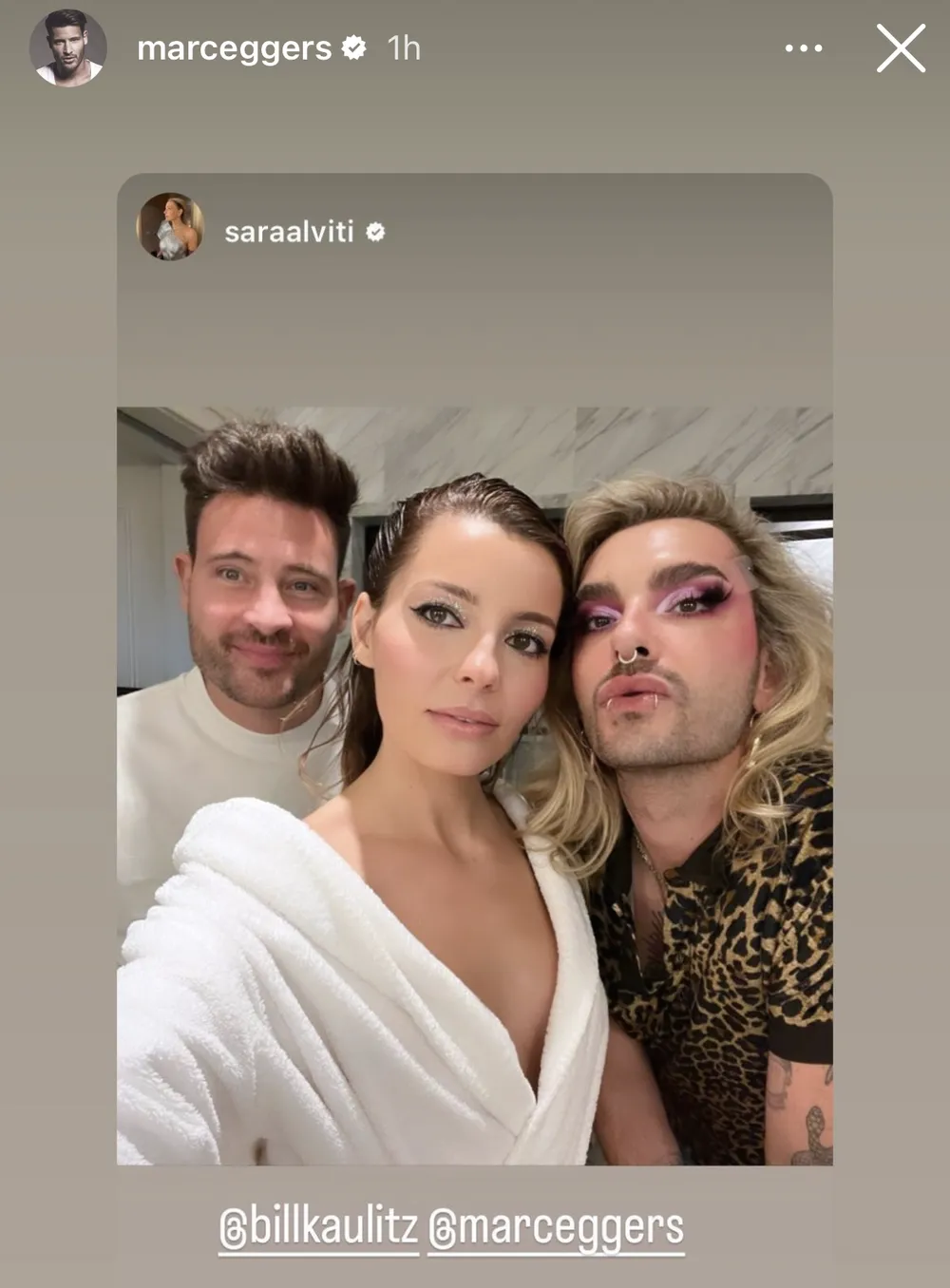 Marc Eggers, Sara Alviti und Bill Kaulitz Marc Eggers, Sara Alviti und Bill Kaulitz