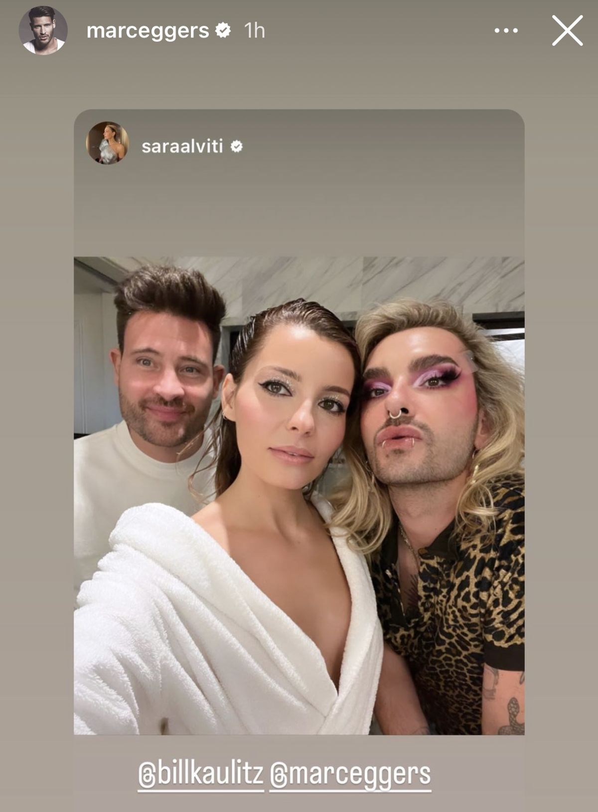 Marc Eggers, Sara Alviti und Bill Kaulitz