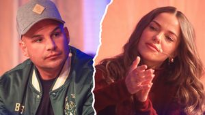 Riss-Collage aus Pietro Lombardi & Laura Maria Rypa, die sich feindselig anschauen - Foto: IMAGO / pictureteam