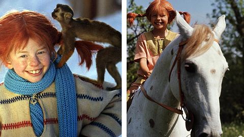 Pippi Langstrumpf mit ihrem Affen Herr Nilsson und ihrem Pferd Kleiner Onkel - Foto: Facebook/Getty Images