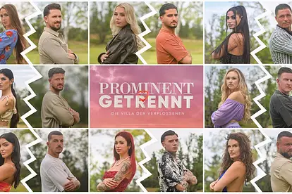 Die Kandidaten von "Prominent getrennt" auf einen Blick, in der Mitte das Logo der Sendung.
