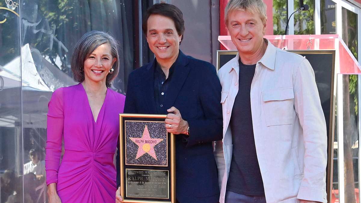 Ralph Macchio mit Co-Stars Tamlyn Tomita und William Zabka 