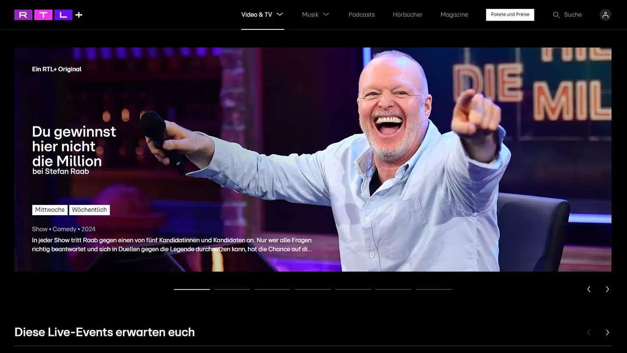 RTL+ Die Startseite von RTL+ - Foto: RTL+