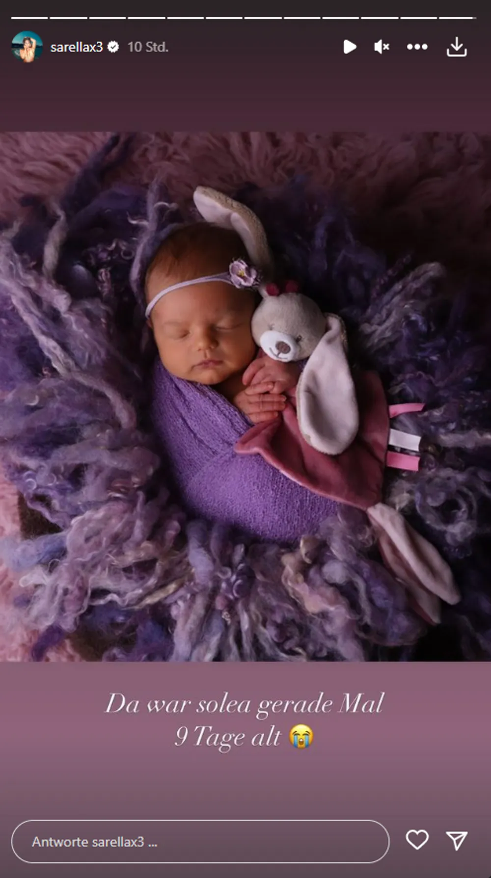 Sarah Engels - Baby Solea 9 Tage nach der Geburt Sarah Engels - Baby Solea 9 Tage nach der Geburt