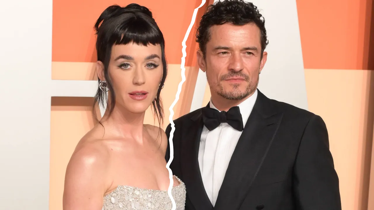 trennung-katy-perry-orlando-bloom Katy Perry und Orlando Bloom auf dem Red Carpet, auf dem Bild getrennt durch einen Riss. - Foto: IMAGO / Featureflash