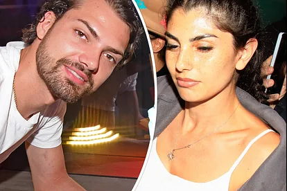 Links: Jimi Blue Ochsenknecht lehnt sich auf seinen Arm und schaut direkt in die Kamera, rechts: Yeliz Koc im weißen Top und mit geflochtenen Haaren schaut ernst.